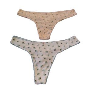 Floral cotton thong panties Pack of 2 Size XL